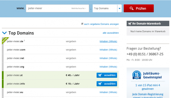 united-domains.de Screenshot