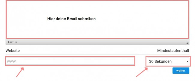 Screenshot Godl.de, Email Werbung